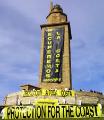 Greenpece over the Hercules Tower at A Corunha, Galiza