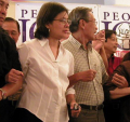 Dr. Carol P. Araullo, with Rep. Satur Ocampo, in a people's rally in Manila 