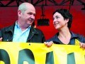 Marijnissen en Halsema in oktober 2004, tijdens de Keer het Tij demonstratie