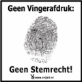 sticker geen vingerafdruk, geen stemrecht!