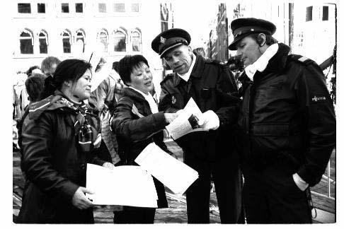 cop reads pamphlet