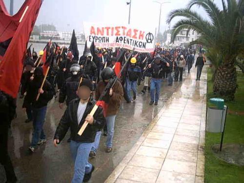 Marching in the city of Nafplion against the EU labour summit