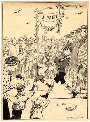 May Day in the 1920s, with comic characters Bulletje and Bonestaak