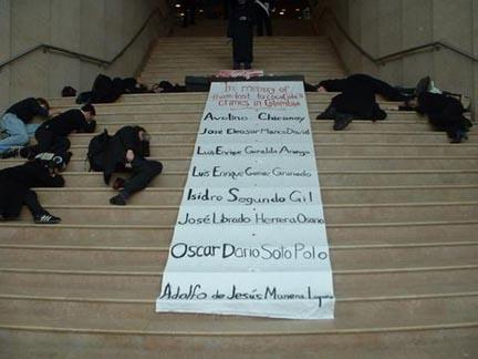 Die-In and demonstration at New York University, March 31, 2004