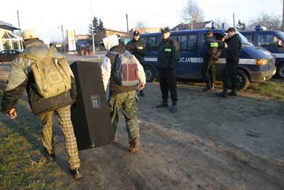 Squatters are being forced to take away equipment