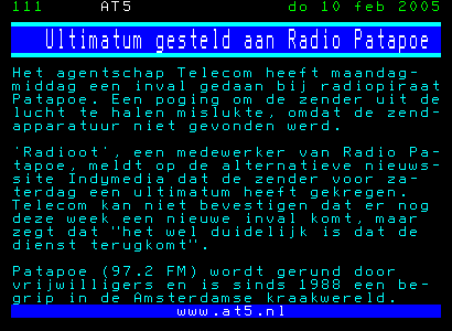 At5 televisie teletekst pagina 111 (10 feb 2005)