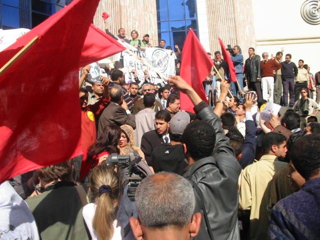 Demonstratie op de laatste dag van de conferentie