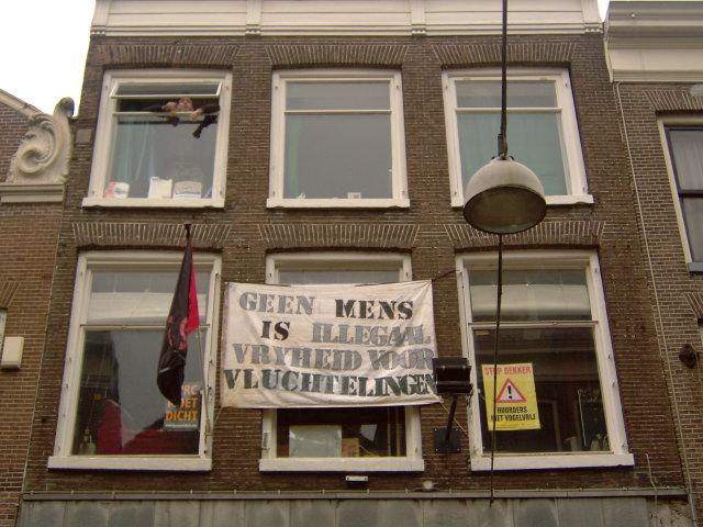 Spandoek1:Geen mens is illegaal, Vrijheid voor vluchtelingen