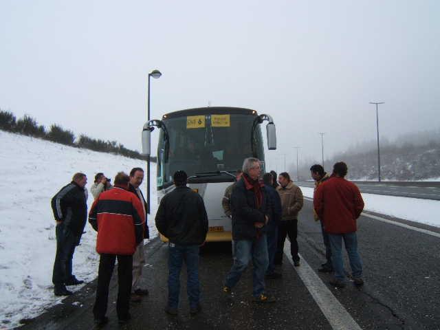 Snow in the Ardennes on the way to Strasbourg demonstration