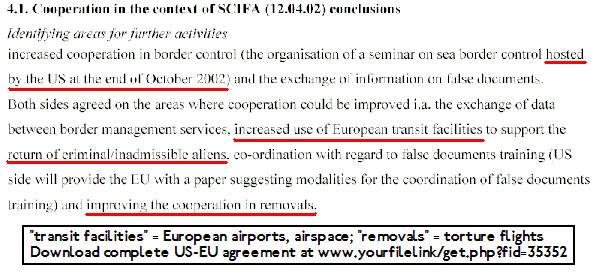 Highlights of EU / US Rendition Agreement