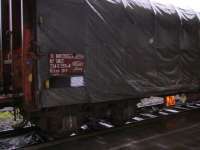 Almost invisible radioactivity signage on French train.