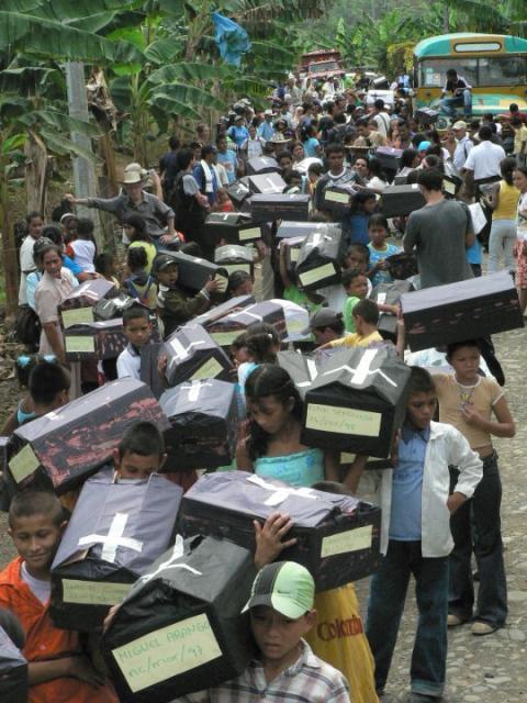 A protest march in San Jose de Apartado