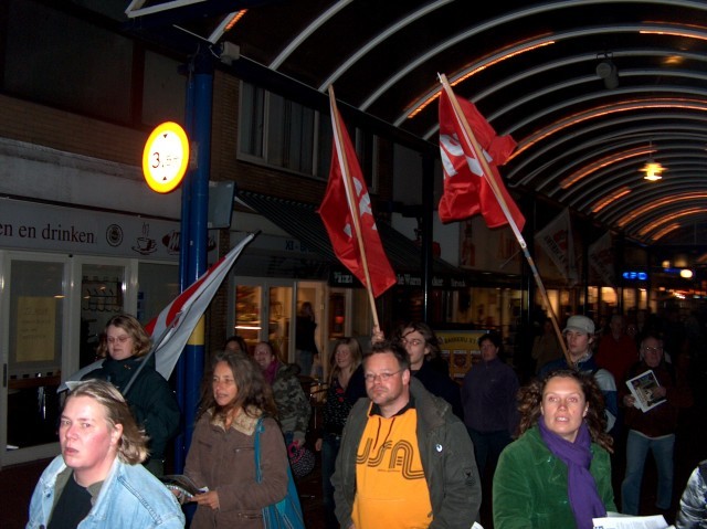 protestactie door de stad