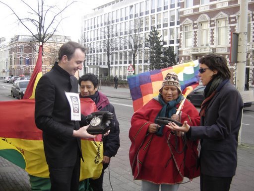 so they try to to bribe the Bolivians with old phones 