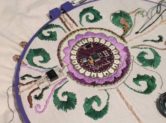 Image: Becky Stern's Lilypad embroidery, picture from Leah Buechley's Flickr