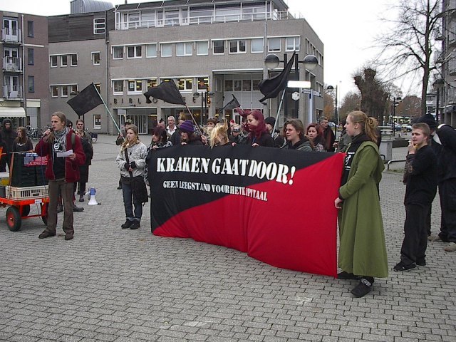 Een van de plekken waar een toespraak gehouden werd, het Noorderplein.