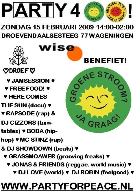 15 feb benefiet voor groene stroom (wise) in Wageningen