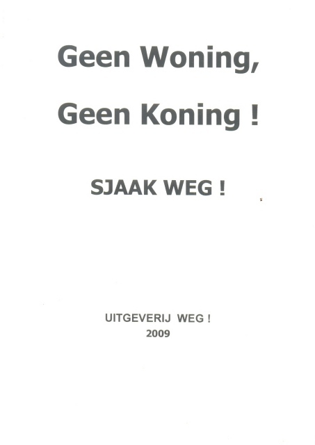 kaft van zijn boek `Geen woning, geen koning'