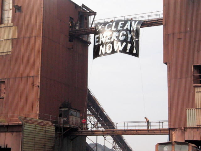 Banner and activists