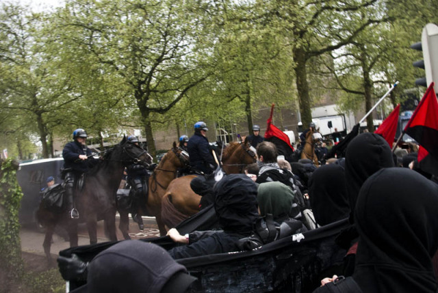 A horsecop actually charged the banners, like a homicidal moron