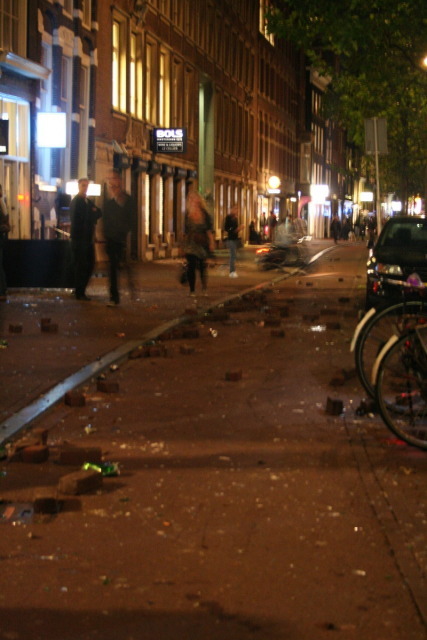 Streets have been pulled open as squatters try to defend/rebel against the cops