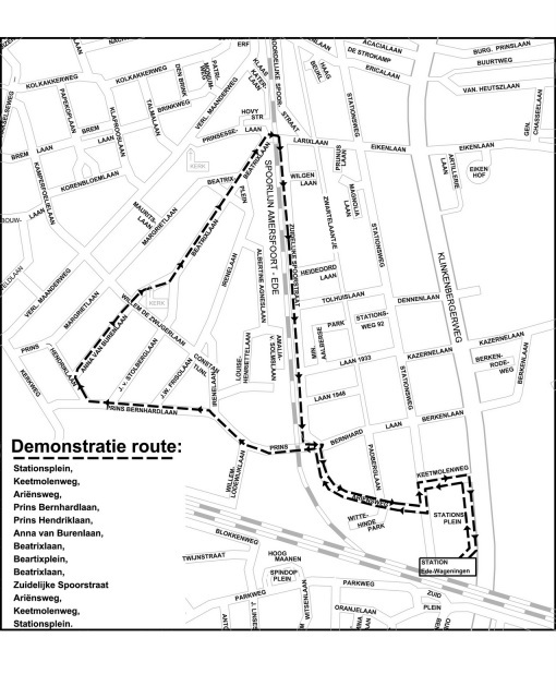 Het kaartje met de nieuwe route